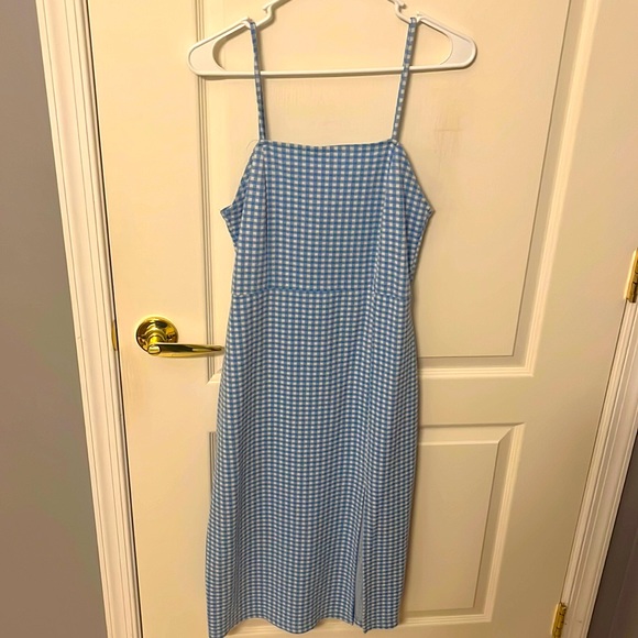Blue Check Dress Zara Linen Dress Zara Checked Dress With Belt Zara Linen-Cotton  Blend